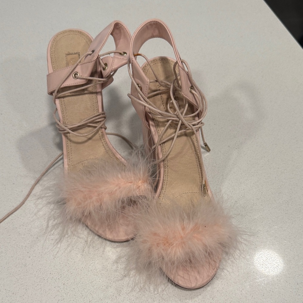 Topshop Blush Feathered Heels